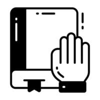 Hand on book showing concept of oath vector, oath book icon vector