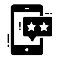 Stars inside chat bubble with mobile denoting mobile app rating vector