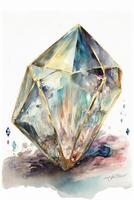 watercolor painting of a diamond on a white background. . photo