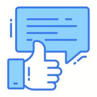 Thumb up with chat bubble denoting good feedback vector in modern style