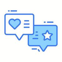 Chat bubbles having heart and star concept of feedback comments vector