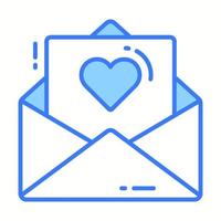 Letter envelope having page with heart, vector of good feedback