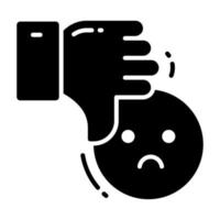 Thumb down with emoji showing dislike vector design