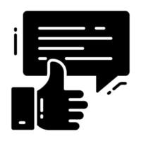 Thumb up with chat bubble denoting good feedback vector in modern style