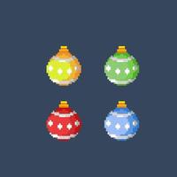 christmas bulb collection set in pixel art style vector