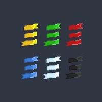 ribbon collection set with different color in pixel art style vector