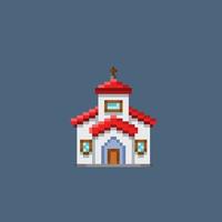 church building in pixel art style vector