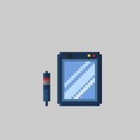 tablet device with stylus pen in pixel art style vector