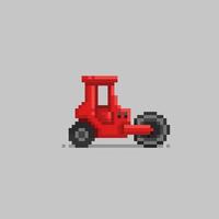 tandem roller heavy vehicle in pixel art style vector