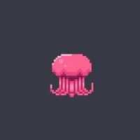 jellyfish in pixel art style vector