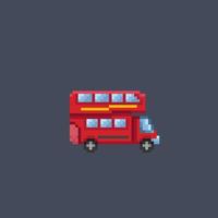 double decker bus in pixel art style vector