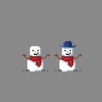 snowman in pixel art style vector
