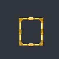 golden frame in pixel art style vector