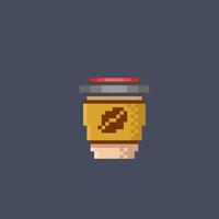 coffee glass in pixel art style vector