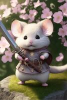 close up of a mouse wearing a coat. . photo