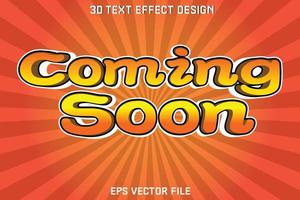 Coming soon 3d text effect design vector