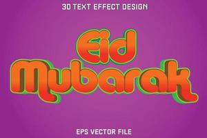 eid Mubarak 3d texto efecto diseño vector