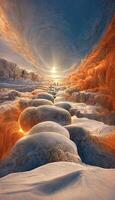 group of rocks sitting on top of a snow covered ground. . photo