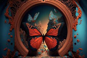 a picture of a butterfly in a picture frame. . photo