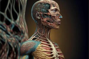 close up of a model of a human body. . photo