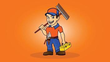 Cartoon gardner ready for work vector