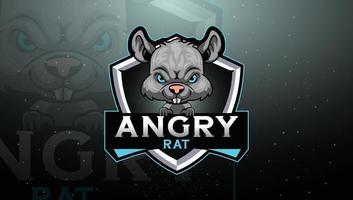 Angry rat mascot esport logo design vector