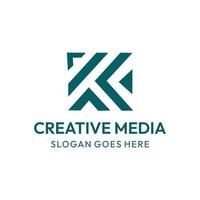 letter k media logo design vector