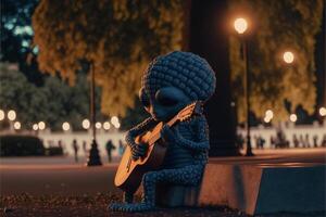 estatua de un persona jugando un guitarra. generativo ai. foto