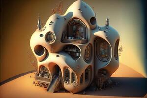 computer generated image of a futuristic house. . photo