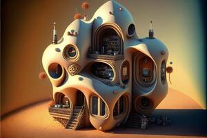 computer generated image of a futuristic house. . photo