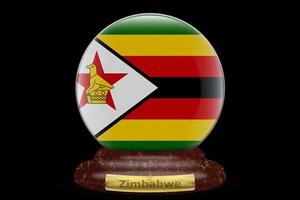 3D Flag of Zimbabwe on a globe photo