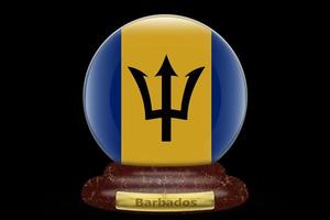 3D Flag of Barbados on a globe photo