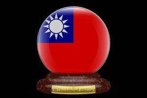 3D Flag of Republic of China on a globe photo