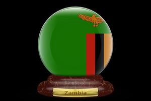 3D Flag of Zambia on a globe photo