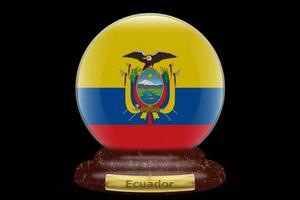 3D Flag of Ecuador on a globe photo