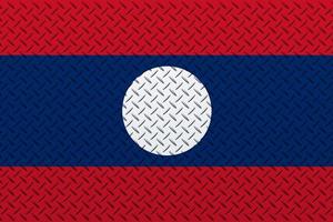 3D Flag of Laos on a metal photo