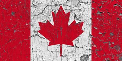 3D Flag of Canada on stone wall photo