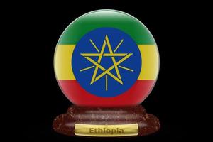 3D Flag of Ethiopia on a globe photo