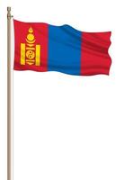 3D Flag of Mongolia on a pillar photo