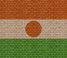 3D Flag of Niger on brick wall photo