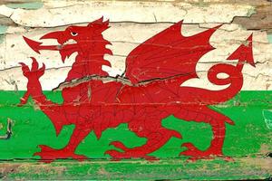 3D Flag of Wales on wood photo