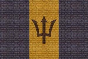 3D Flag of Barbados on brick wall photo