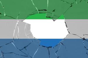 3D Flag of Sierra Leone on glass photo