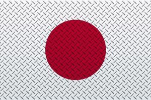 3D Flag of Japan on a metal photo