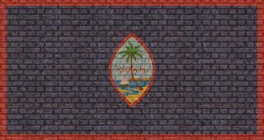 3D Flag of Guam on brick wall photo