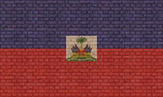 3d bandera de Haití en ladrillo pared foto