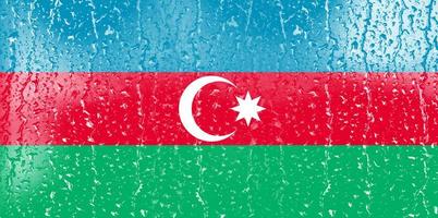 3D Flag of Azerbaijan on a glass photo