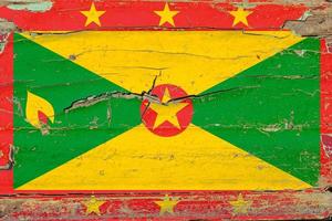 3D Flag of Grenada on wood photo