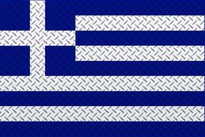 3D Flag of Greece on a metal photo