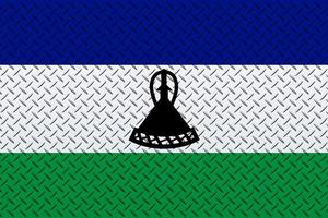 3D Flag of Lesotho on a metal photo